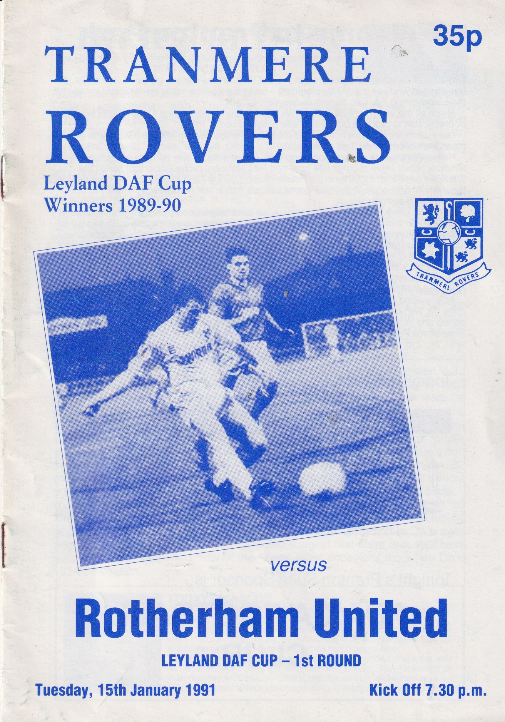 Tranmere Rovers v Rotherham United match programme